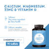 Calcium with Magnesium Zinc & Vitamin D - 90 Tablets for 3 Months - Bone Muscle & Immune Support - Energy & Metabolism Boost - Gluten & Lactose Free - High Strength Supplement - Vitavea