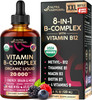 NUTRAHARMONY USDA Organic Vitamin B-Complex B5 Pantothenic Acid | B12 Methylcobalamin | B1 Thiamine | B6 Pyridoxine | B7 Biotin | B9 Folic | B3 Niacinamide - B Complex Liquid Drops, Made in USA Supplement, 4fl oz