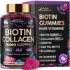 NUTRAHARMONY Biotin Gummies with Collagen - Hair Growth Support Skin, & Nail Strength - for Women & Men - Biotin 10000mcg | Keratin | Hyaluronic Acid | B-Complex | Saw Palmetto - Sugar-Free, Mixed Berry - 60 Gummy