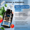 NUTRAHARMONY Alpha Lipoic Acid 600mg - ALA Supplement Antioxidant for Nerve, Energy & Metabolism Support - Extra Strength with Benfotiamine, B1 & B12 - Lab Tested, NON-GMO & Vegan - 120 Capsules, 2 Month Supply