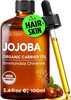 Gya Labs USDA Organic Jojoba Oil - 3.4 Fl Oz - Carrier Oil for Hair Skin Face Scalp & Body Massage