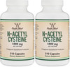 NAC Supplement N-Acetyl Cysteine (1,000mg Per Serving 500mg Per Cap 210 Capsules) (Third Party Tested) with Odor Masking Technology to Boost Glutathione Levels by Double Wood (Pack of 2)