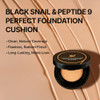 Farmstay Black Snail & Peptide 9 Perfect Cushion Foundation | Full Coverage Lightweight Skin-Fit Smooth Radiant Finish Korean Cushion Foundation (#21 Light Beige 0.53 Fl Oz)