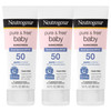 Neutrogena Pure & Free Baby Mineral Sunscreen Lotion With Broad Spectrum Spf 50 & Zinc Oxide Water-Resistant Hypoallergenic & Tear-Free Baby Sunscreen 3 Fl. Oz 3 Pk