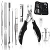 Bcabo 10Pcs/Set Ingrown Toenail Tools Kit Nail Treatment Foot ToolIngrown Toenail Removal Correction Clippers Surgery Grade Nail File Lifter Professional Pedicure Tool