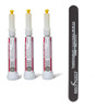 Beauty Secrets Drip & Clog Proof Nail Glue (3 Pack) Bundled With Nail File Black Cushion Medium Coarse 180/100 Grit By Beauty Secrets