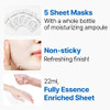 Eunyul One Shot Ampoule Sheet Mask (10-Pack 5 Types 2 Sheets) Hydrating & Soothing Facial Masks With Vitamin Collagen Cica Aloe & Hyaluronic Acid