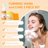 Femani Turmeric Soap Bar And Turmeric Face Cream And Turmeric Face Wash Set For Face & Body Facial Cleanser Soothing Hydrating Skin Care Set For All Skin Type Cleansing Mousse Bring A Bubble Net