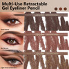 Noerrors 3Colors Brown Retractable Gel Eyeliner Set Waterproof Silky Smooth Easy To Color Creamy Matte Eyeliner Pencil For Women Long Wear Smudge Proof Eye Makeup Pen For Mature Eye With Sharpener