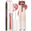 Noerrors High Glossy Lip Combo Trio Set Nude Pink Tined Lip Balm And Plumping Shimmer Lip Gloss With Deep Brown Lip Liner Hydrating Long-Lasting Waterproof Non-Sticky Lip Makeup Kit For Women