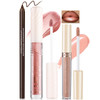 Noerrors 3 In 1 Nude Peach Lip Kit With Beige Liquid Lipstick Hydrating Lip Gloss Liner Trio Matte Velvet Lip Glaze Moisturizing Lip Gloss And Creamy Lip Pencil Set Long Wear Glossy Pale Lip Combo