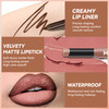 Noerrors 2Pcs Gradient Lip Liner And Lipstick Lip Combo Set For Women Brown Plumping Lip Liner Pencil & Nude Matte Lip Balm Waterproof Long-Lasting Smudge-Proof Velvet Lip Makeup Kit For Beginner