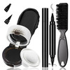 Noerrors Beard Filler Pen & Brush Set Dual Ended Micro-Fork Tip Beard Filling Pencil Cream Hairline Powder Coverage Natural Finish Moustache Facial Hair Shaping Styling Makeup Tools For Men Black