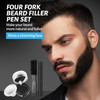Noerrors Beard Filler Pen & Brush Set Dual Ended Micro-Fork Tip Beard Filling Pencil Cream Hairline Powder Coverage Natural Finish Moustache Facial Hair Shaping Styling Makeup Tools For Men Black