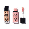Saie Mini Glowy Super Gel Lightweight Llluminator & Makeup Primer - Sunglow (0.5 Oz) + Dew Blush - Lightweight Liquid Blush With A Blendable + Buildable Cream Finish - Rosy (.40 Oz)