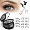 Topicy Magnetic Eyelashes-With Applicator Natural Look Set Of Dual Magnetic False Eyelashes Reusable And Waterproof False Lashes Without Eyeliner No Glue Easy To Apply 4 Pairs Black