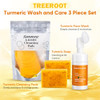Treeroot 4Pcs Turmeric Face Wash Set: 2Pcs 70G Turmeric Kojic Acid Soap & Turmeric Face Wash With Brush & Turmeric Face Scrub Pads Face & Body Cleanser Cleansing Mousse For Deep Cleansing
