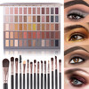 Ucanbe 60 Colors Eyeshadow Palette + Makeup Brush Set All In One Nude Neutral Smokey Makeup Pallet With Brushes Pigmented Warm Matte Shimmer Powder Eye Shadows Cosmetic Halloween Beauty Kit