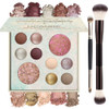 Ucanbe Full Size Baked Makeup Palette Set - Include Blush Bronzer 8 Eyeshadows & Brushes Pigmented All-In-One Face & Eye Compact Powder Beauty Holiday Kit For Starter & Pros Travel Friendly