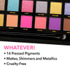 W7 Whatever Pressed Pigment Palette - 14 Rainbow Colors - Flawless Long-Lasting Party Makeup