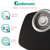 Adamson A25 Scales For Body Weight - Up To 400 Lb - New Version - 5.3 Dial On 12.4 X 10.2 Platform - Anti-Skid Rubber Surface - High Precision Bathroom Scale Analog - Durable With 20-Year Assurance
