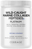 Codeage Marine Collagen Protein Powder Supplement Platinum - Biotin 10000 Mcg Vitamin C D3 & B6 Keratin Hyaluronic Acid Niacin Wild Caught Hydrolyzed Fish Collagen Peptides - Non-Gmo 11.50 Oz