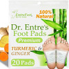 Entrefeet Dr. Entre'S Foot Pads 20 Pack Of Turmeric & Ginger Premium Pads To Feel Better Sleep Better & Relieve Stress Organic Foot Patches