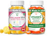 Lunakai Usa Made Collagen & Vitamin C Gummies Bundle For Adults 50 Supports Skin Hair Joint Health & Immune Function Non-Gmo Vegan Delicious Lemon & Orange Flavors 60Ct Each