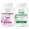 Micro Ingredients 8-In-1 Multi Collagen Pills & Mega Probiotics 200 Billion Cfu Veggie Capsules 2 Pack Bundle Hydrolyzed Peptides Hyaluronic Acid & Vitamin C 40 Strains Inulin & Bromelain