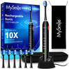 Mysmile Uc605 Electric Toothbrush For Adults Rechargeable Sonic Electronic Toothbrush With 6 Brush Heads And Travel Case 2 Mins 5 Modes Smart Timer 48000Vpm (Black)