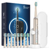 Rtauys M5 Sonic Electric Toothbrush For Adults - Rechargeable Electric Toothbrushes With 8 Brush Heads & Holder Travel Case Power Electric Toothbrush 120 Days Battery Life - Champagne