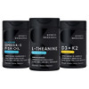 Sports Research Body Wellness Pack - Double Strength L-Theanine (Suntheanine) Supplement 200Mg Triple Strength Omega 3 Fish Oil (1250Mg) And Vegan Vitamin D3 (5000 Iu) K2 (100Mcg Mk7)