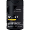 Sports Research Vitamin D3 K2 W/Coconut Oil - Vegan Vitamin D 2500Iu (62.5Mcg) & Mk7 Vitamin K 100Mcg For Bone & Immune Support - Vegan Certified Non-Gmo Soy Free 60 Softgels