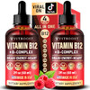 Vitboost Vegan Vitamin B12 With B Complex 20 Mg Extra Strength For Men And Women- Raspberry Liquid Drops Usa Made B1 B2 B3 B5B6 Biotin Folic Acid and B12 Sublingual Methylcobalamin 4 Months Supply
