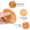 Sliverdew Bamboo Brush For Hair Growth, Natural Wooden Scalp Brush Mini Hair Scalp Massager Bamboo Bristles Detangling Hairbrush For Women, No Handle Design, Anti-Static Round Wood Pins