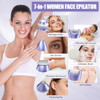 Atg 3.0 Women Face Epilator, 7-In-1 Rechargeable Facial Hair Remover With Led Battery Display, Facial Shaver For Face, Eyebrow, Nose Trimmer (Purple)
