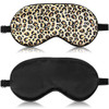 Geyoga Silk Sleeping Mask With Adjustable Strap-Silk Eye Mask Soft Eye Cover Blindfold Eyeshade With Leopard Print, For Blocking Out Lights Sweet Sleep Travel Relax, Nap, Meditation (Black) 2 Pieces