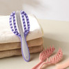 Rebex Scalp Massager Shampoo Brush With Handle,Curved Vented Detangle Exfoliator Shower Brush For Removing Dandruff & Hair Growth,Detangling Scrubber For Wet Or Dry - For All Hair Types(Purple)