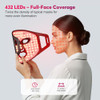Kageen Red Light Therapy Face Mask 7 Modes With Infrared 432 Leds 5 Intensity Levels Timer Control Comfortable Silicone Light Mask For Home Skincare Routine