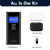 Profelinx Breathalyzer With 15 Mouthpieces Carrying Bag - Portable Breathalyzers For Alcohol Tester Digital Lcd Display Fast Bac Estimate Audio Alarm (Black)