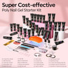 Modelones Poly Extension Gel Nail Kit 32 Colors All Seasons Poly Gel Kit With Nail Forms Lamp Slip Solution Builder Thickening Manicure Tools For Starter Salon Diy 133Pcs
