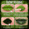 Hosaily Green Matte Liquid Lipstick Set With Black Eyeshadow Powder Halloween Goth Lip Gloss Waterproof Longlasting Diy Cute Unique Makeup Lip Stain For Rave Festival Accessories Cosplay Party