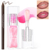 Hosaily Color Changing Lip Oil With Brown Lip LinerBig Brush Head Hydrating Non-Sticky Moisturizing Lightweight Magic Pink Glitter Tinted Lip Gloss For Women Plumping Lip Glow Oil For Dry Lips Makeup