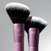 Real Techniques Angled Fan Finishing Brush Dual-Ended Contour Bronzer & Blush Makeup Brush For Blending Powder Or Cream Products Ultraplush Bristles Cruelty- 1 Count