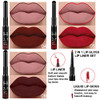 Evpct Dark Brown Ruby Deep Red Matte Lip Liner Pencil And Liquid Lipstick Sets For Women Long Lasting Waterproof 24 Hour Lipstick Lip Stick/Gloss Set Labiales Mate 24 Horas Originales 02 3Pcs