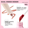 Hosaily 2 In 1 Brown Lip Liner&Glossy Lip Tint Stain Combo Set Double Ended Moisturizing Smooth Matte Lip Gloss Lip Pencil Non Sticky Long Wear Plumping Pink Liquid Lipstick Makeup Kit For Women#06