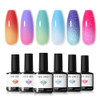 Modelones Color Changing Gel Nail Polish Set 6 Colors Temperature Changing Mood Red Pink Yellow Blue Green Glitter Gel Polish Colors Collection Soak Off Salon Diy At Home