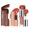 Hosaily Lip Combo Sets Dark Brown Lip Contour Plumping Liner Pencil Moisturizing Nude Lipstick Gloss Combo High Pigmented Brown Lips Liner Lightweight Glossy High Shine Gloss Lips Kit Makeup 3Pcs