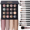 Ucanbe Baked Eyeshadow Palette With Brushes Makeup Set 16 Color Natural Nude Matte Shimmer Metallic Eye Shadow Make Up Pallet For Women Girls High Pigmented Long Lasting Waterproof 15Pcs