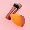 Real Techniques Mini Travel Duo Makeup Brush Set For Traveling Mini Foundation Brush & Makeup Blender Sponge For Blending On-The-Go Achieve A Complete Base Latex & Cruelty- Set 2 Piece